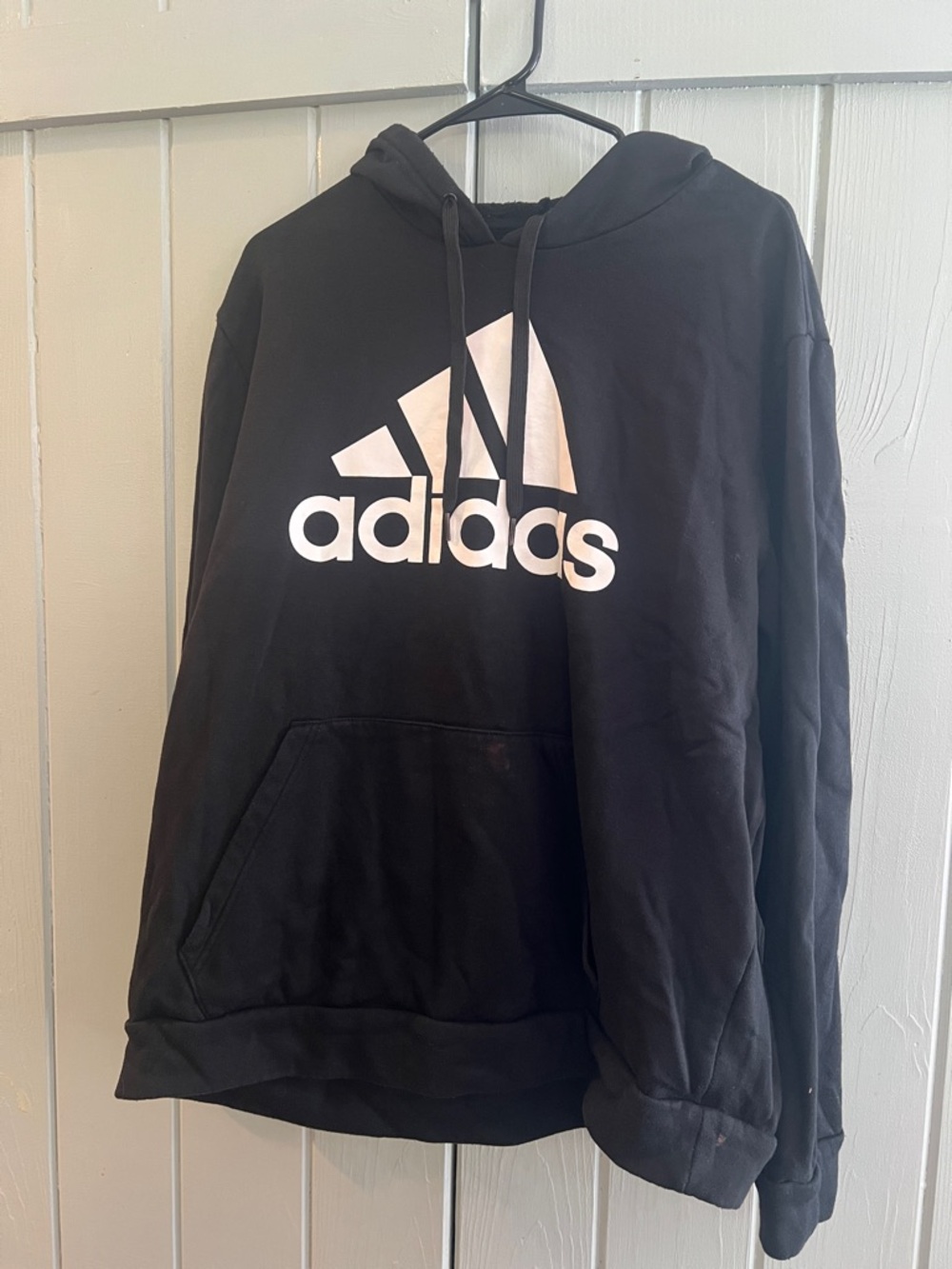 adidas Black Crewneck Hoodie with White Trefoil Logo